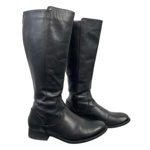 Frye Melissa Button Leather Tall Riding Boots Black Size 8 Equestrian Back Zip